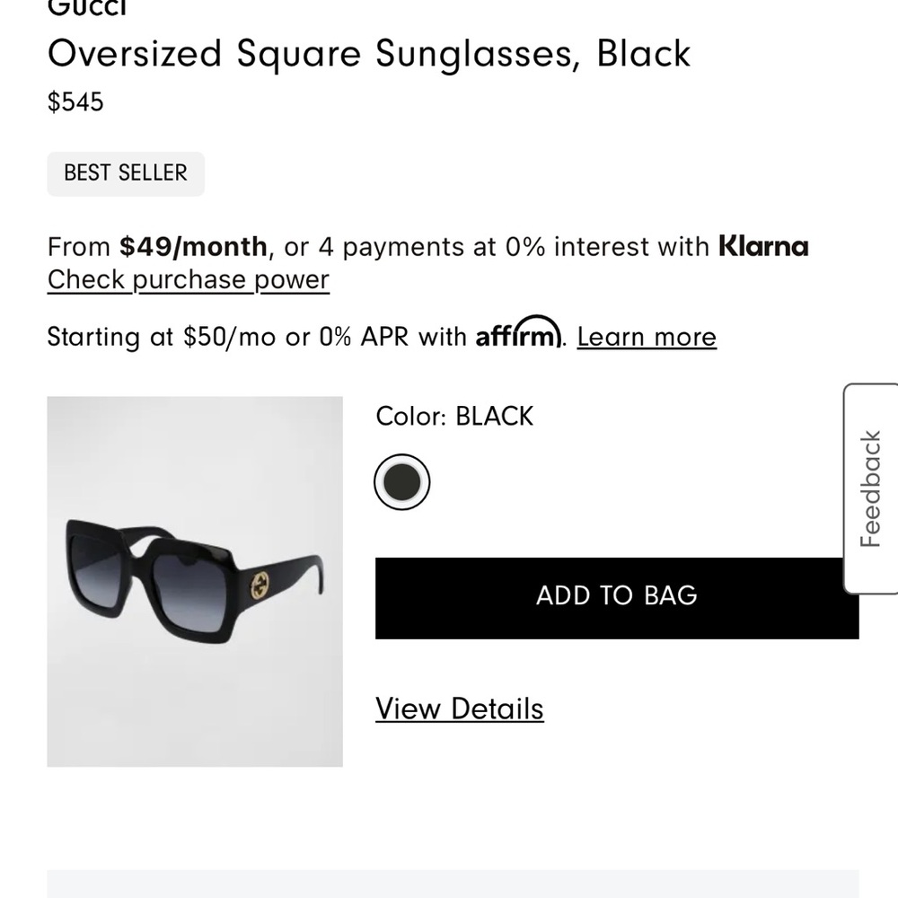 Gucci Black Sunglasses with Gold Accents - Picture 2 of 4
